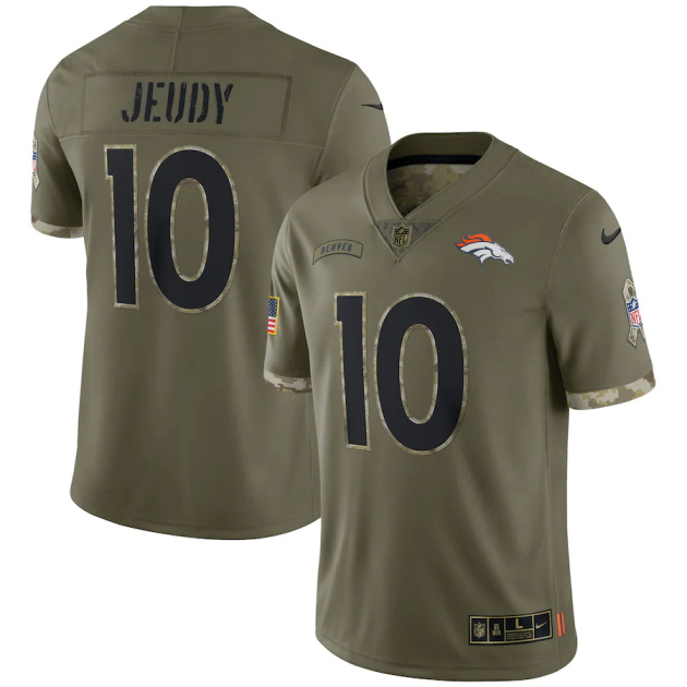 mens nike jerry jeudy olive denver broncos 2022 salute to service limited jersey